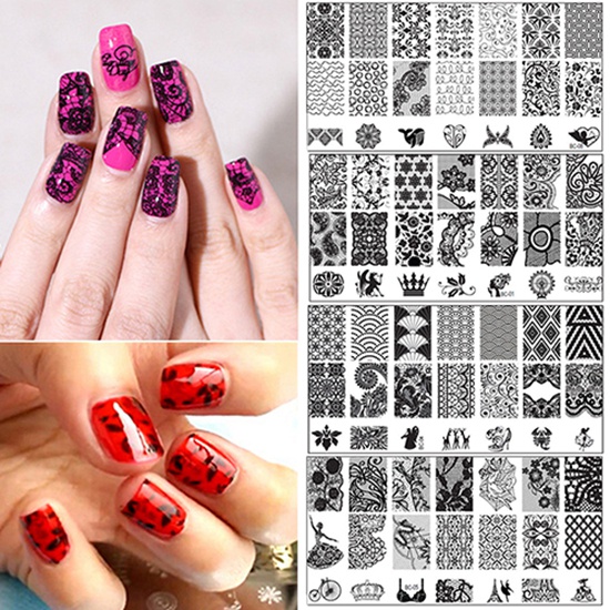[beautymart] Set 10 Tấm Khuôn In Móng Tay Nghệ Thuật DIY