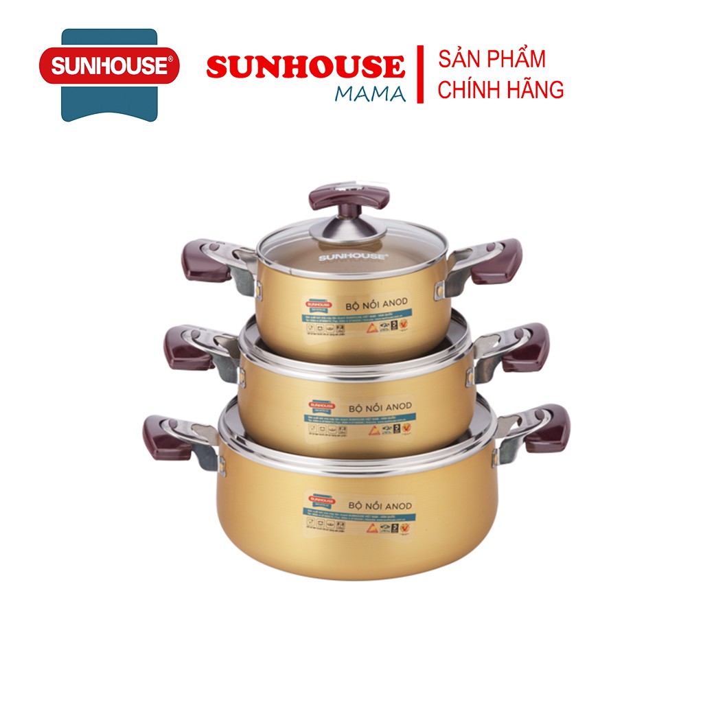 Bộ nồi nhôm anod Sunhouse SH6634