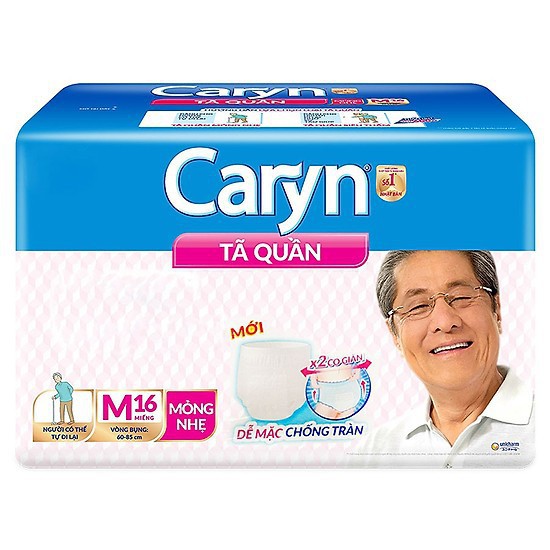 Tã Bỉm Quần Caryn Người Lớn Caryn M 16 Miếng Mỏng Nhẹ Chống Tràn Dành Cho Người Già Có Thể Đi Lại