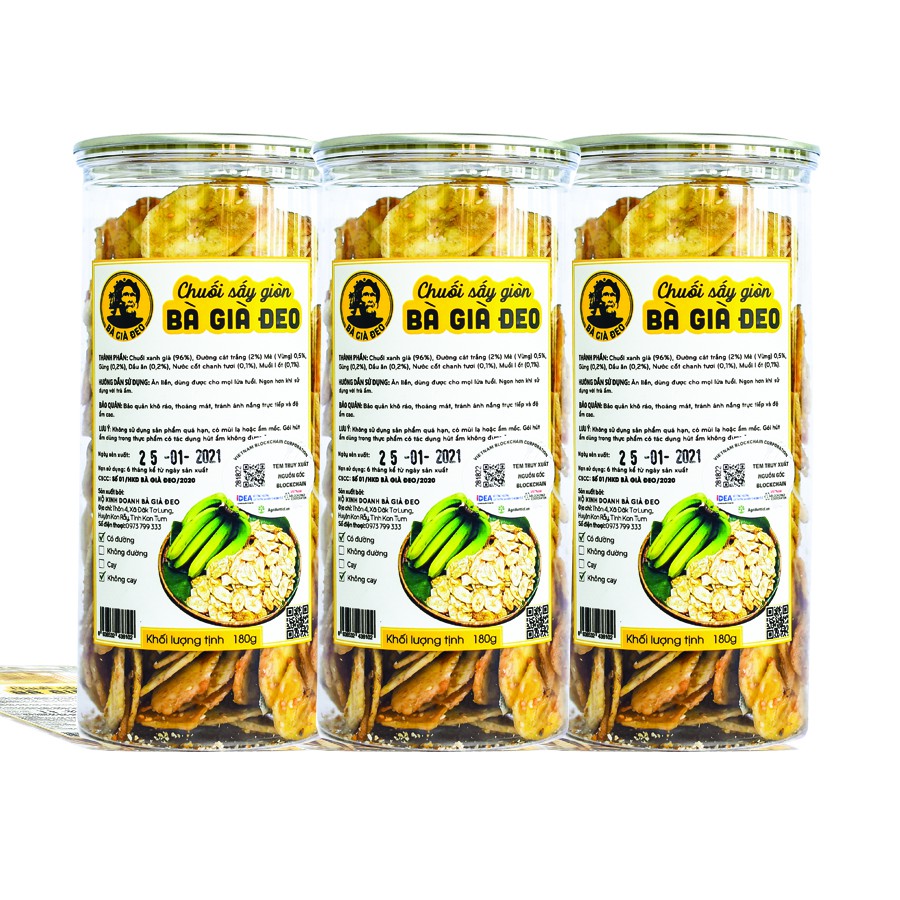 Chuối sấy khô giòn bà già đeo 200gr đặc sản ocop kon tum | BigBuy360 - bigbuy360.vn