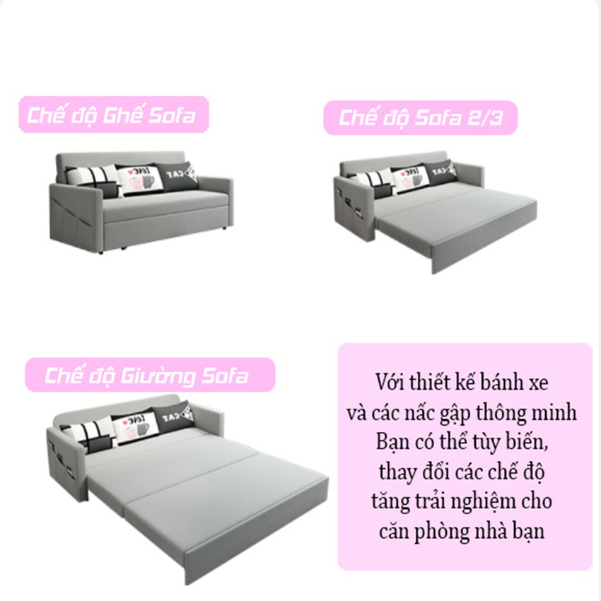 [Ưu đãi]Giường Ngủ Thông Minh, Giường Sofa Gấp Gọn Thành Ghế Kích Thước 1m6x1m9