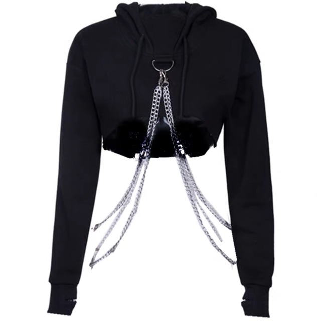 Áo croptop hoodie kèm chain | BigBuy360 - bigbuy360.vn