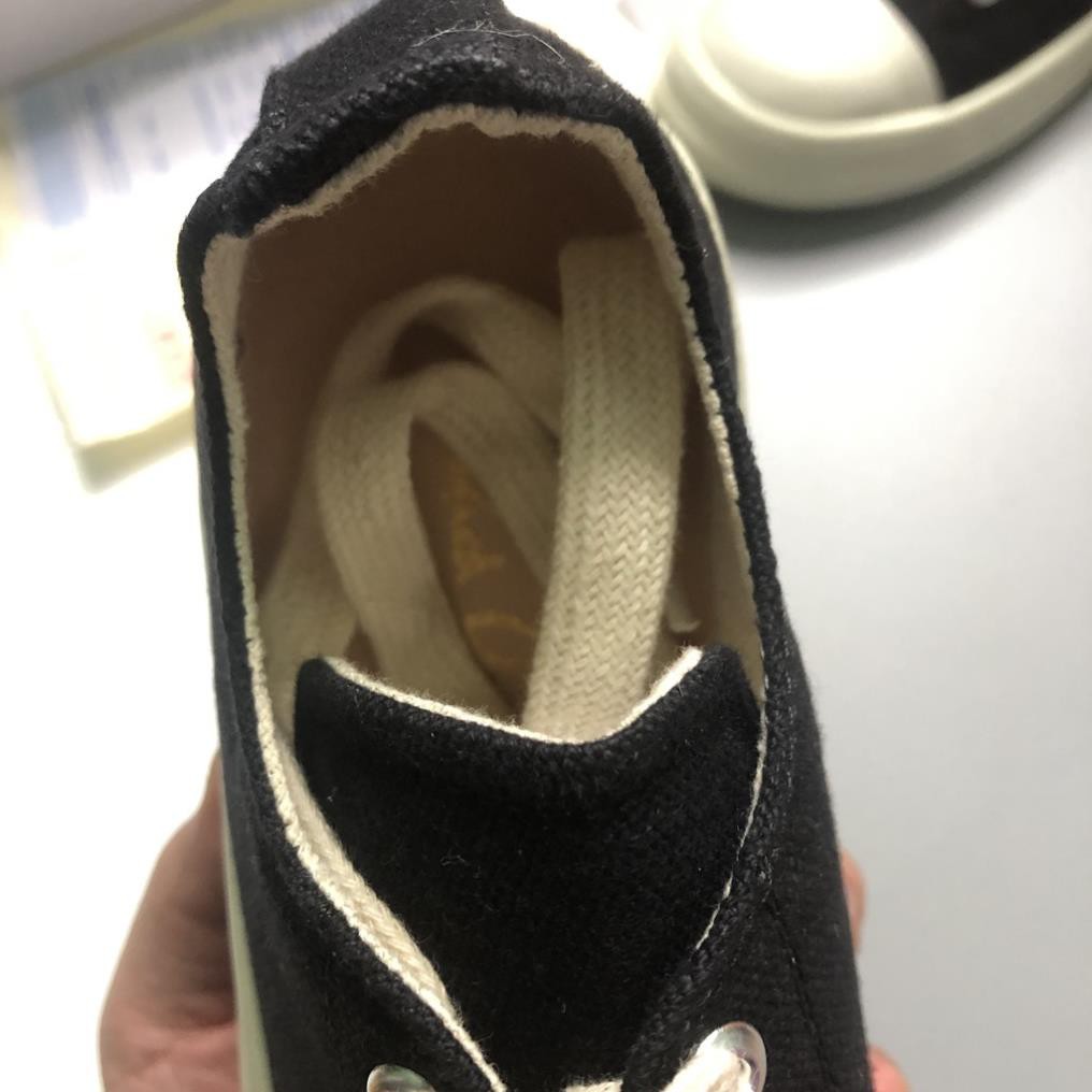Giày Rick Owen, Giày Thể Thao Sneaker Rick Own Đen Cổ Thấp Đế Thơm Hương Vani, Đế Khâu Full Size Nam Nữ