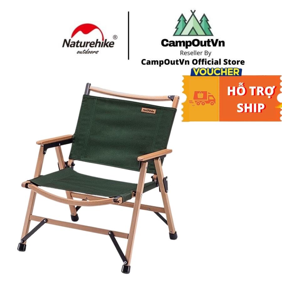 Ghế cắm trại naturehike campoutvn naturehike ghế cắm trại dã ngoại du lịch ghế gấp xếp gỗ sồi A044