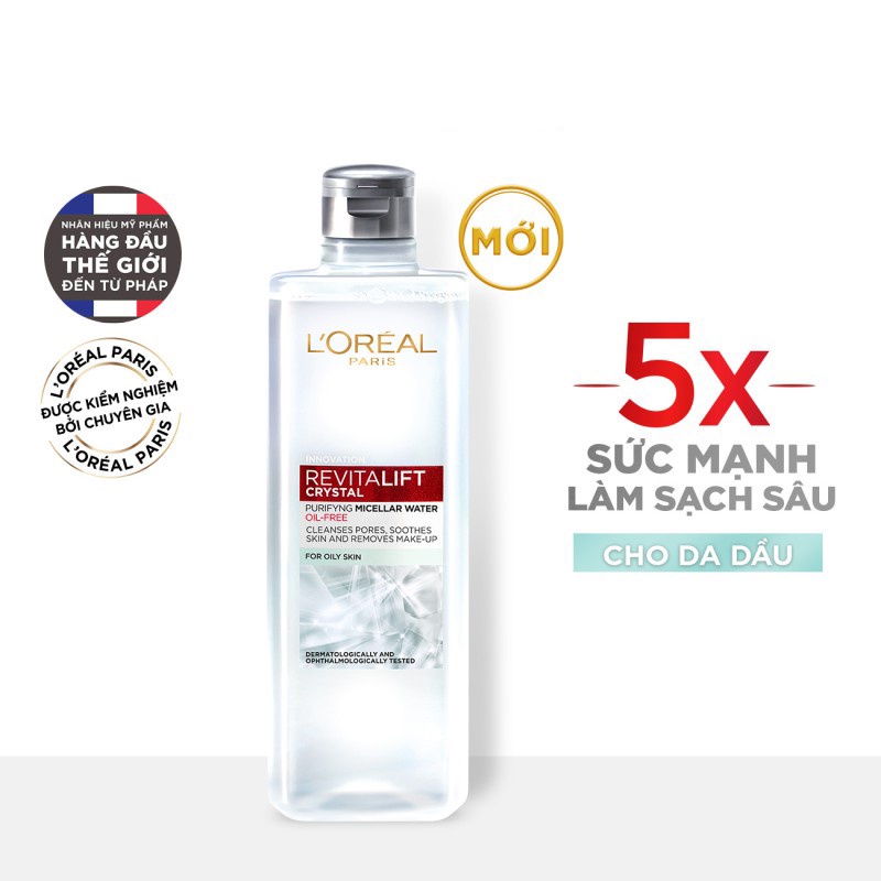 Nước tẩy trang kiềm dầu L'Oreal Paris 3-in-1 Micellar Water 400ml