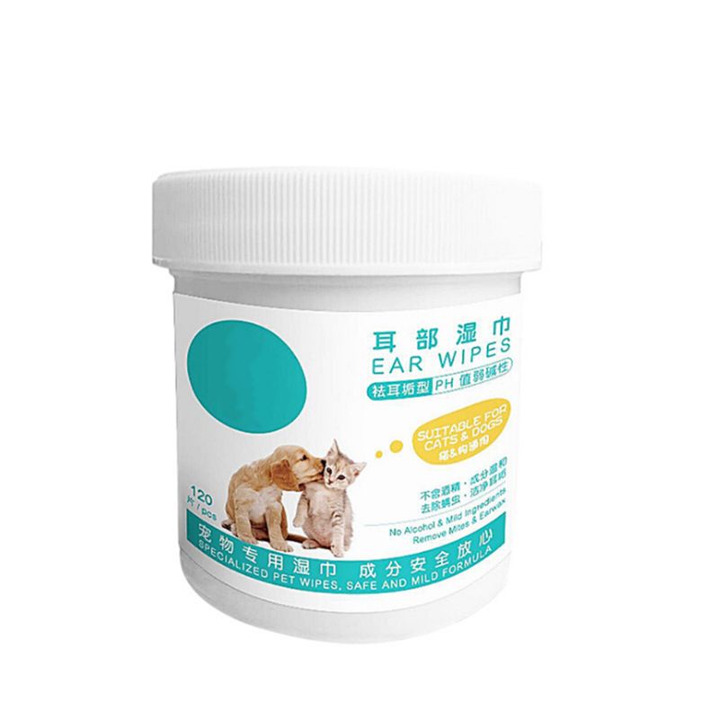 Hộp 120 Miếng Khăn Giấy Ướt Cho Thú Cưng Chiết Xuất Lô Hội