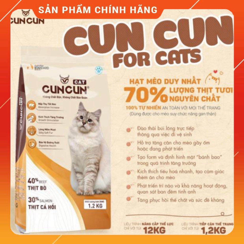 Hạt Mèo CunCun Cat 1,2kg Thức Ăn Khô Cho Mèo Tiện Dụng