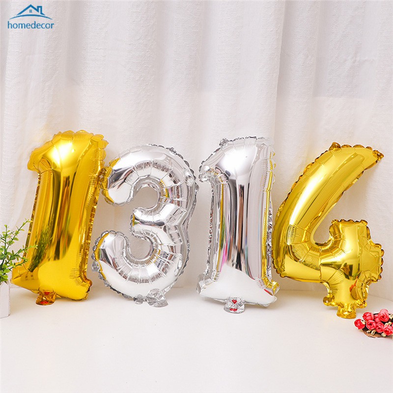 Bong Bóng Lá Nhôm 16 Inch Hình Chữ Số Trang Trí Tiệc Sinh Nhật