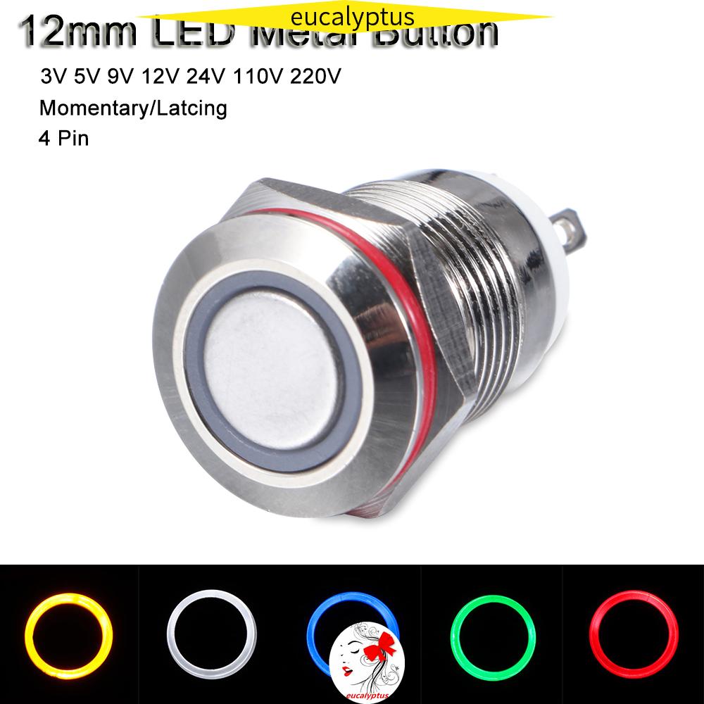 PUSH ON Công Tắc Đèn Led 3v 5v 9v 12v 24v 110v 220v