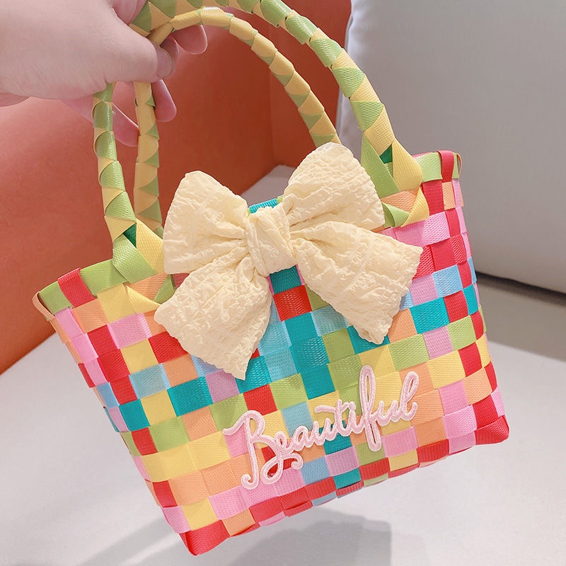 Túi Xách Vuông Nhỏ Thắt Nơ Phong Cách Mới Dành Cho Nữ Đi Biển Nghỉ Mát