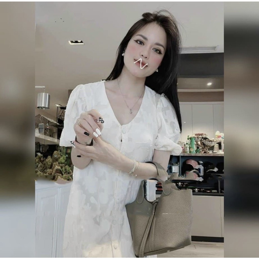 Váy Bầu, Đầm Bầu Thiết Kế Chất Voan 2 Lớp Họa Tiết Tay Ngắn Sang Chảnh Dễ Thương  A067 Lin Store66