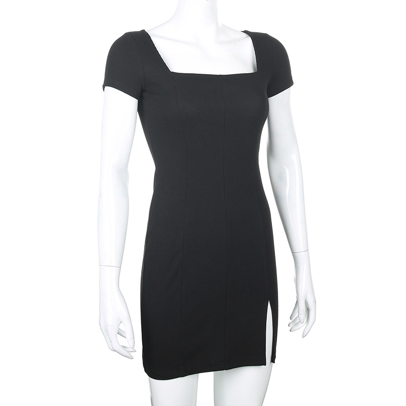 DUNEA Đầm Cổ Vuông Xẻ Tà Phong Cách Hàn Quốc Nữ Tính