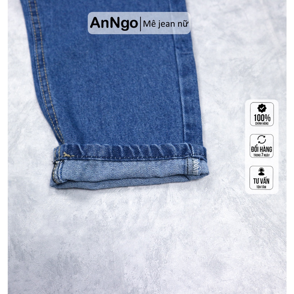Quần jean nữ baggy trơn ống bo chất vải Jean Denim không co giãn, bền màu AnNgo - AT171