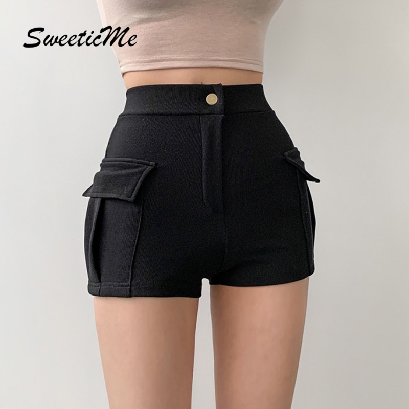 Sweeticme Quần Short Dáng Ôm Cài Nút Phong Cách Hipster Thời Trang Cho Nữ
