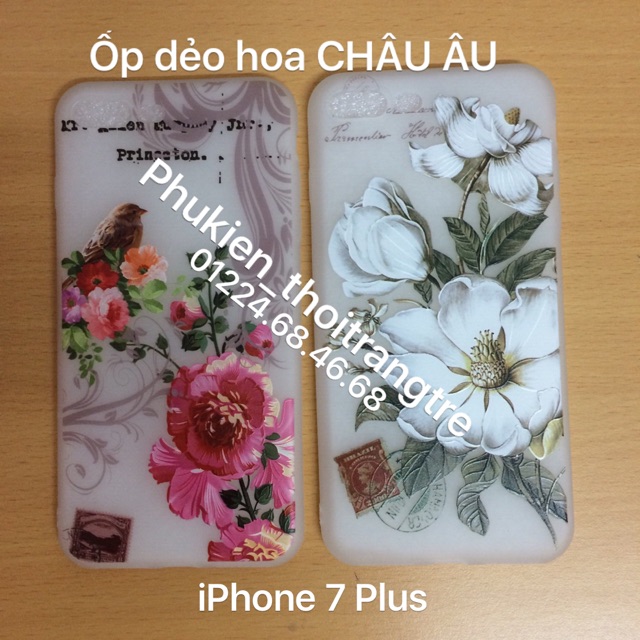 FREESHIP ỐP DẺO HOA CHÂU ÂU IPHONE 7 PLUS THỜI THƯỢNG