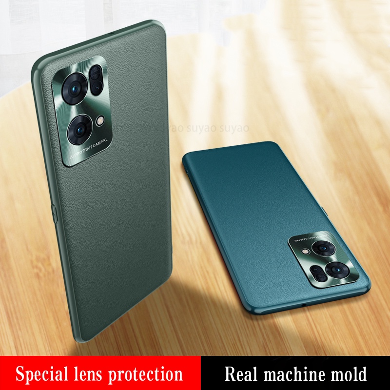 Ốp Điện Thoại Da Có Tấm Bảo Vệ Camera Bằng Kim Loại Sang Trọng Cho Oppo Reno 7 Pro SE Reno7 5G 7Pro