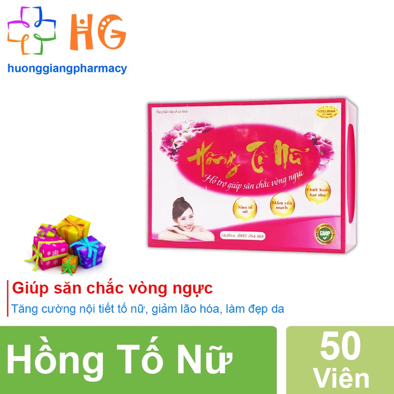 Hồng Tố Nữ - Giúp tăng cường nội tiết tố nữ, cải thiện chức năng sinh lý nữ. Hỗ trợ giúp săn chắc vòng ngực(Hộp 50 Viên)