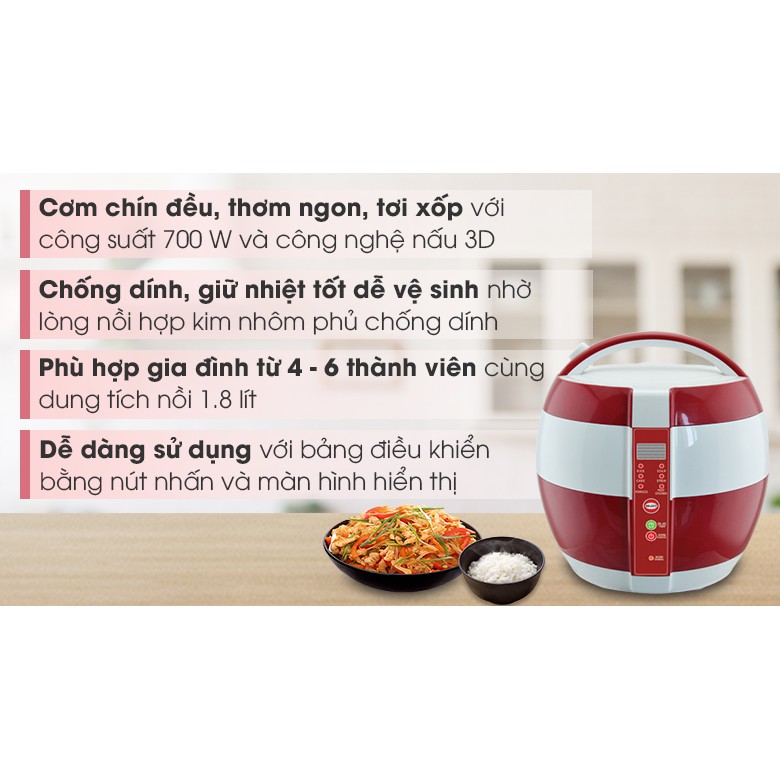 Nồi cơm điện nắp gài Kangaroo 1.8 lít KG835
