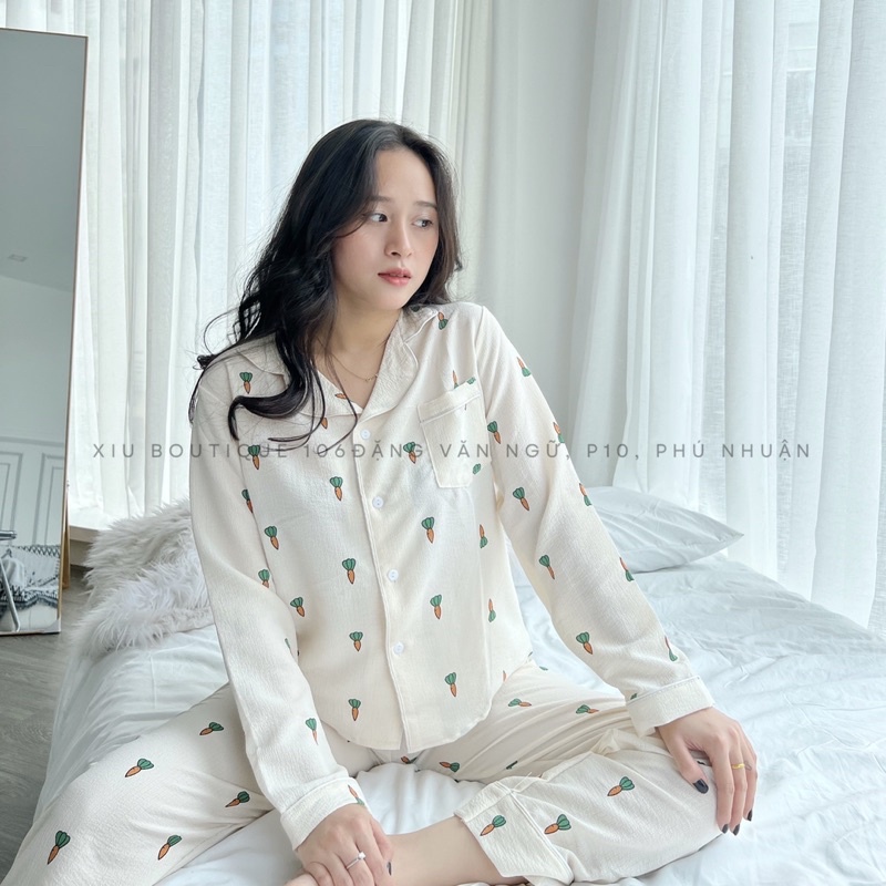 Đồ bộ nữ mặc nhà, pijama đũi xốp cao cấp hoạ tiết dễ thương