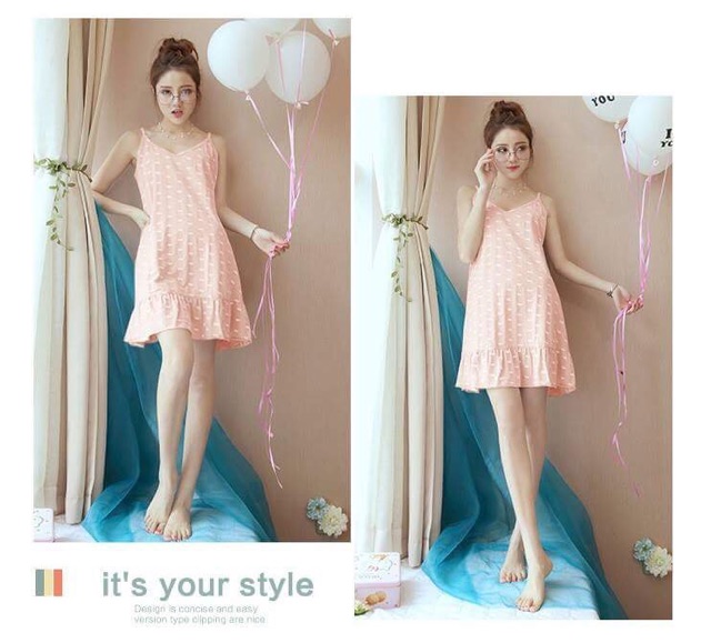 Váy ngủ 2 dây cotton