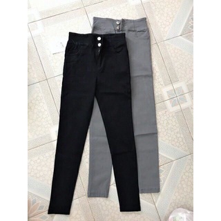 Quần bò giấy cạp cao 2 cúc quần jean nữ lưng cao