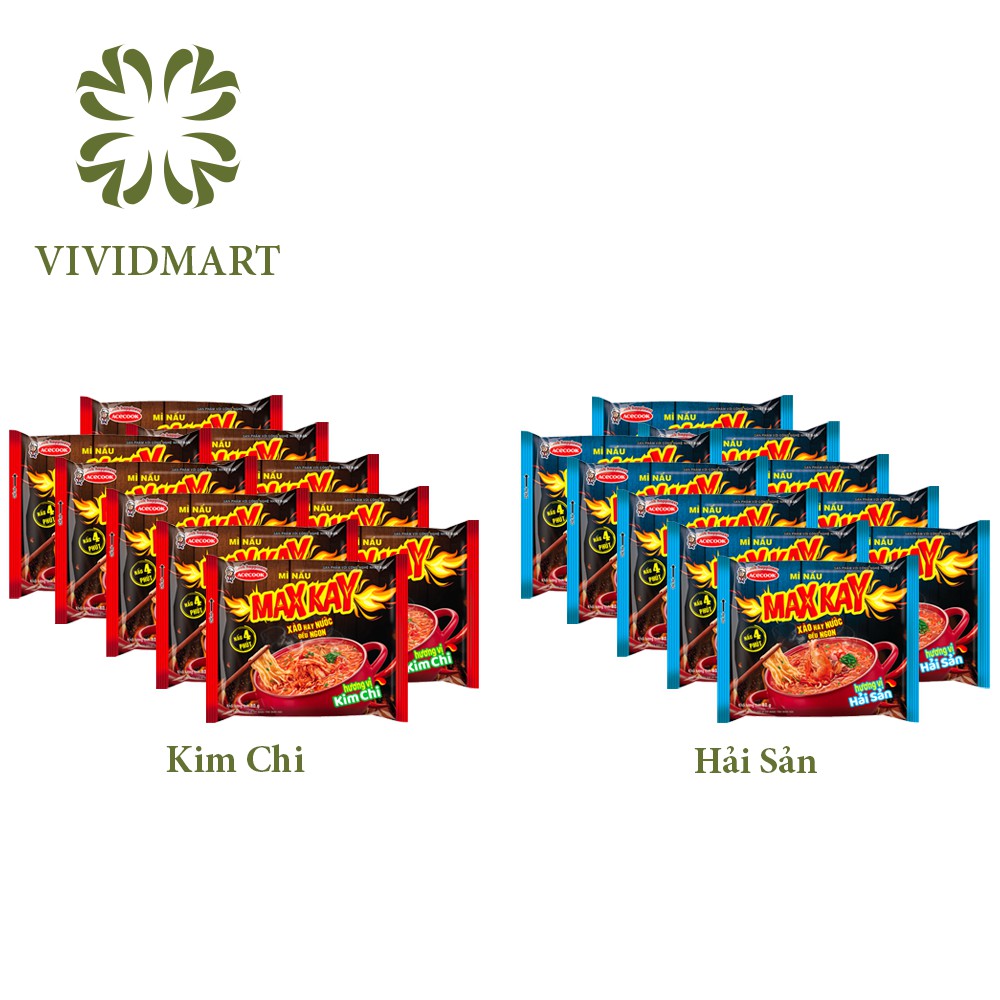 [Toàn quốc] MÌ NẤU MAXKAY VỊ HẢI SẢN, MAX KAY VỊ KIM CHI - COMBO 10 GÓI MAXCAY - ĂN MAX CAY - ACECOOK