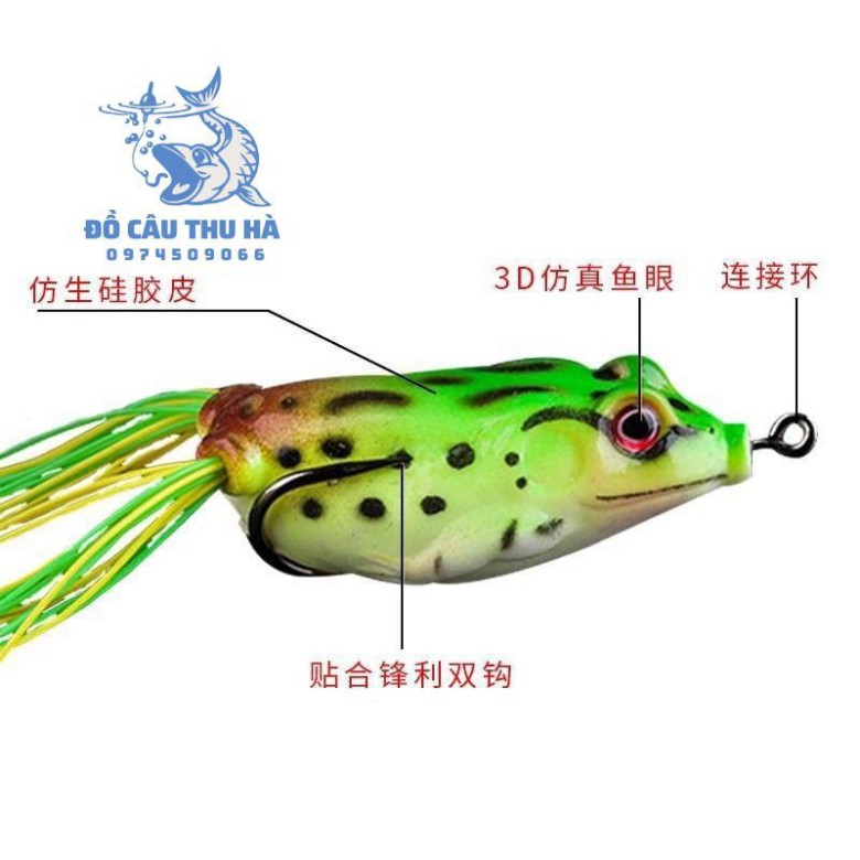 Mồi nhái giả câu lure, mồi nhái hơi có thìa super frog đuôi dài