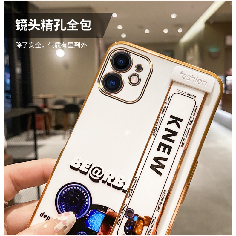 Ốp Điện Thoại Silicon Chống Sốc Hình Gấu Kèm Dây Đeo Cho iPhone 7 plus 8 plus x xs max xr 11 pro max 12 pro max 13 pro max