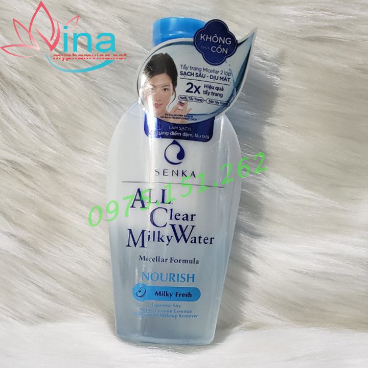 (MẪU MỚI) NƯỚC SỮA TẨY TRANG SENKA ALL CLEAR MILKY WATER NOURISH HAI LỚP 230ML