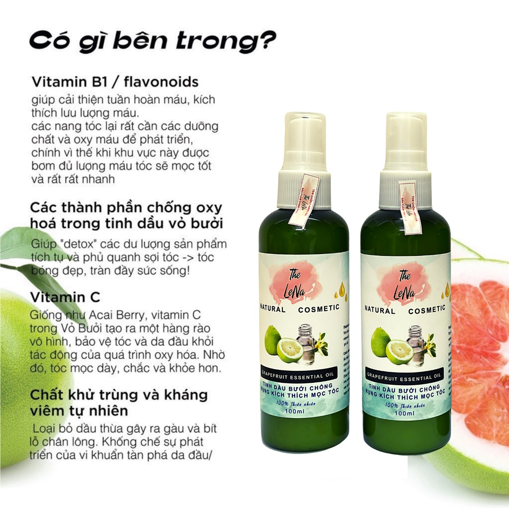 Nước Dưỡng Tóc Tinh dầu bưởi THE LENA  chống rụng và Kích thích mọc tóc nhanh 100ml