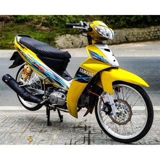 Tem trùm Sirius vàng trắng rc, độ team decal xe máy si spark rẻ đẹp