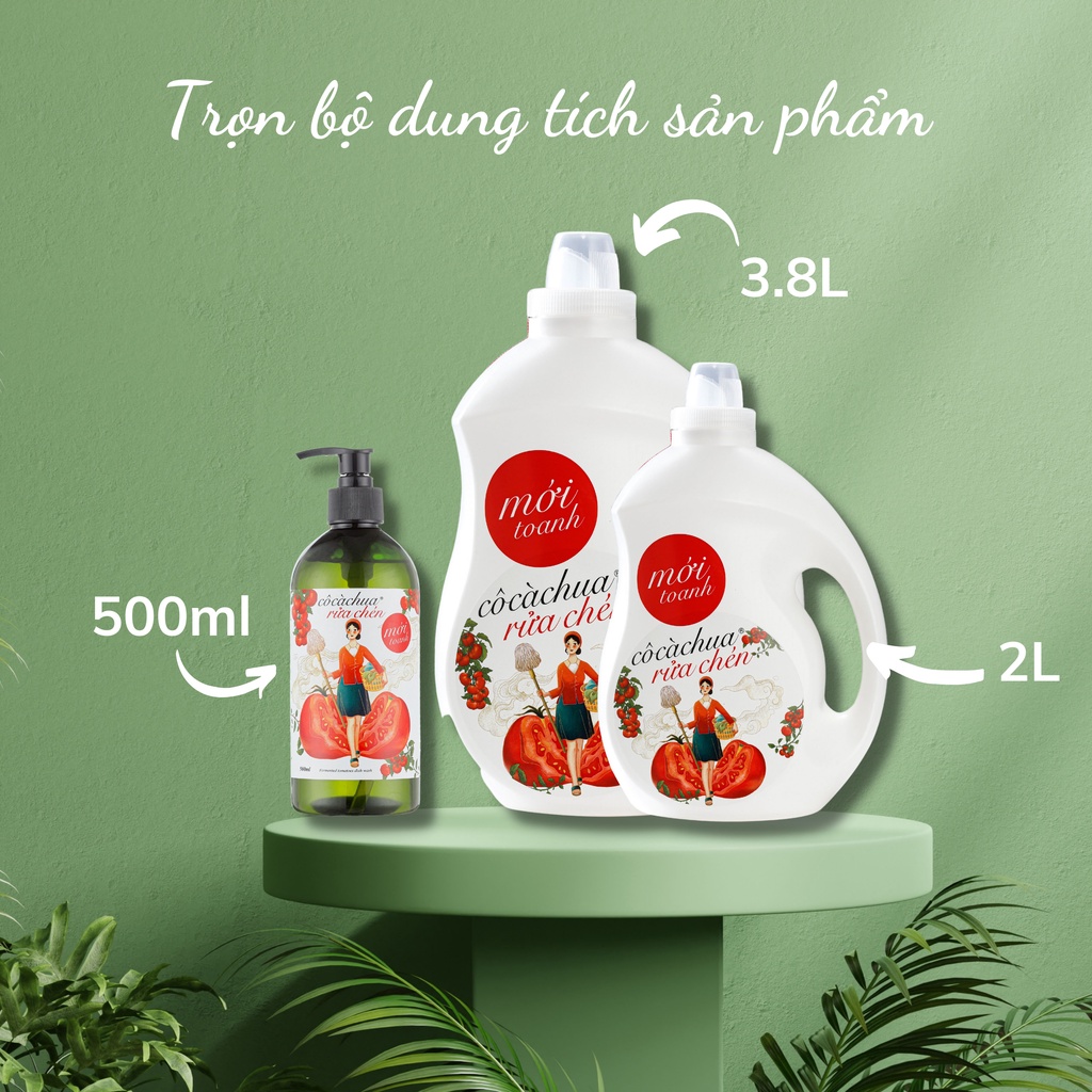 Nước Rửa Chén Bát Hữu Cơ Cô Cà Chua 3.8l Mới Toanh An Toàn Bảo Vệ Da Tay Hương Bạc Hà Và Oải Hương
