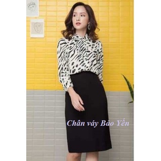 Chân váy bút chì suông đen xẻ sau tới gối ( sẵn size) - M6