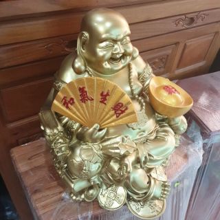 Tượng phật Di lặc bột đá cao 38cm