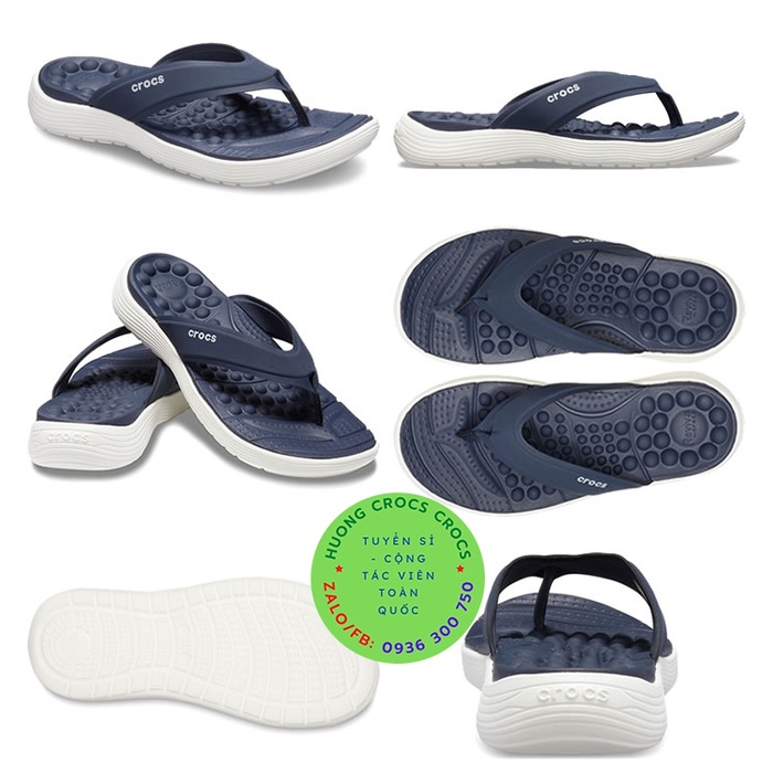 DÉP XỎ NGÓN CROCS REVIVA CHO NAM MÀU NAVY hàng chuẩn xịn full box