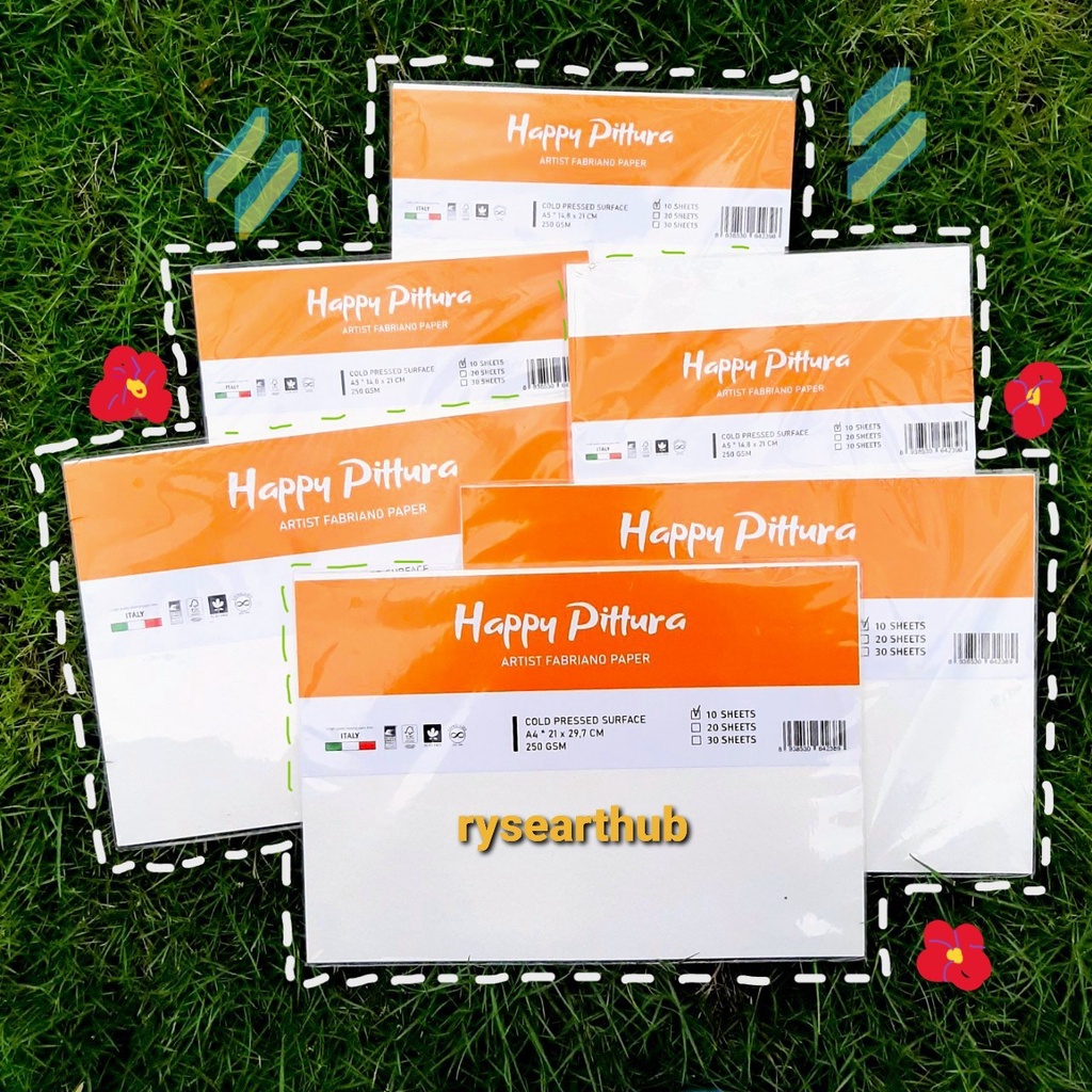 Giấy vẽ màu nước HAPPY Pittura Artist Fabriano 250gsm 10 tờ A5/A4/A3
