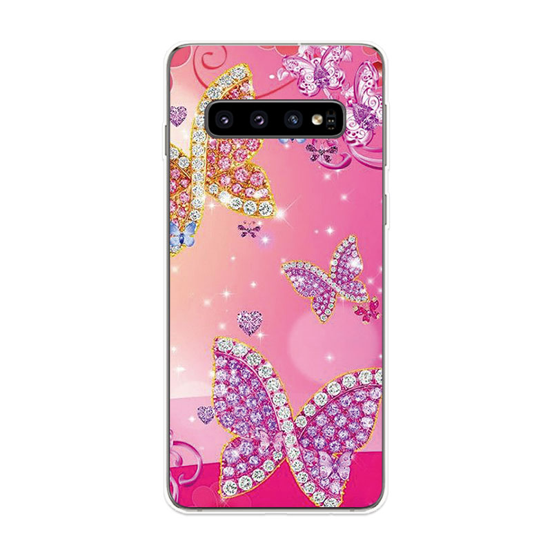 Samsung Galaxy S9 S9+ S10 S10+ Plus S10e Lite Soft TPU Silicone Phone Case Cover Diamond Butterfly