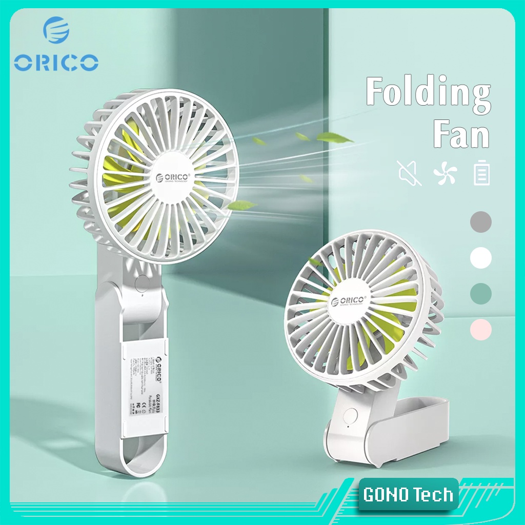 Quạt USB Mini Orico GXZ-F833 | 3 tốc độ gió Pin 2000mAh | Cầm tay / để bàn / gấp gọn | The folding fan