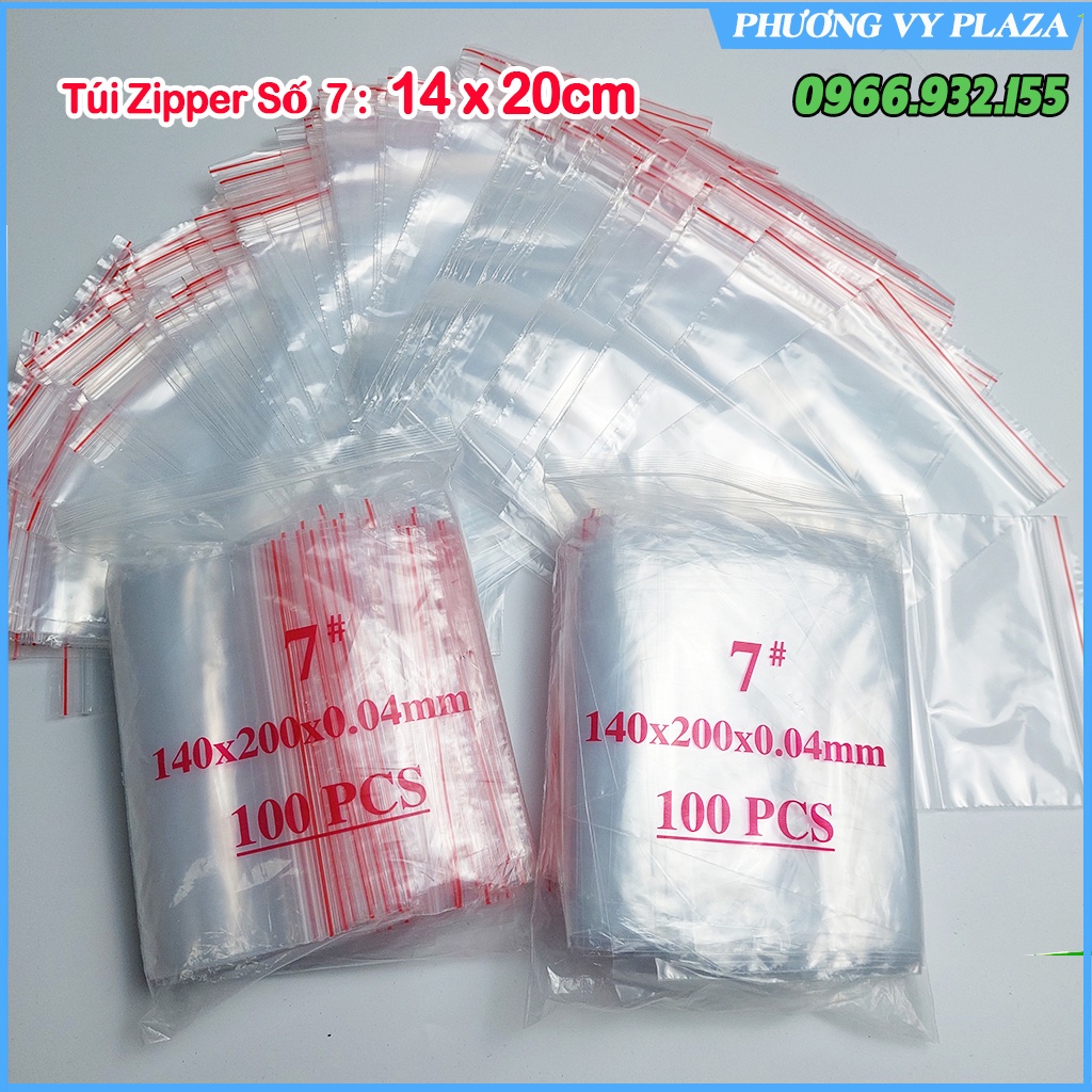 100 Túi Zipper Bấm Miệng - size 14 x 20 cm