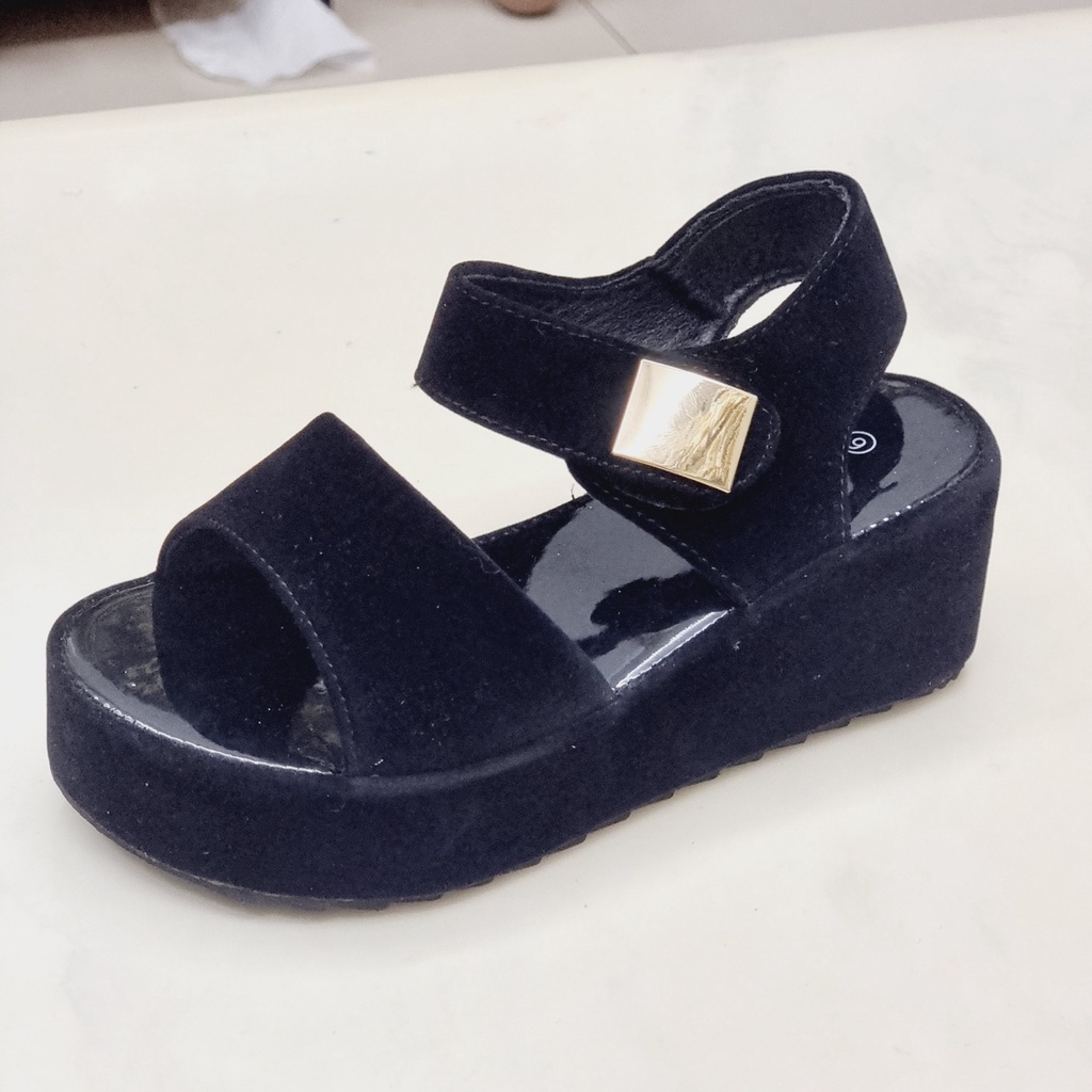 Sandal Nhung Hộp Xanh SHLL - Nhiều Kiểu - Giày Đế Bằng Quai Hậu Dán Xé 6057-1 6058-1 6059-1