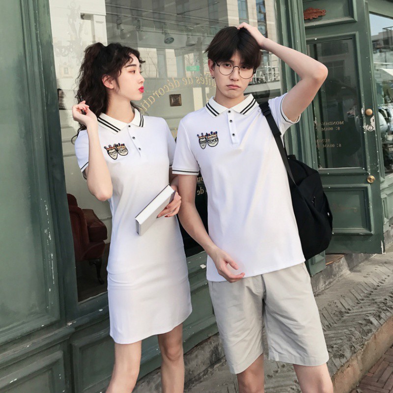 Đồ Đôi Váy Áo Nam Nữ HQCOUPLE Thời Trang Phong Cách Hàn Quốc Chất Liệu Vải Thun cotton Mềm Mịn màu trắng AV221