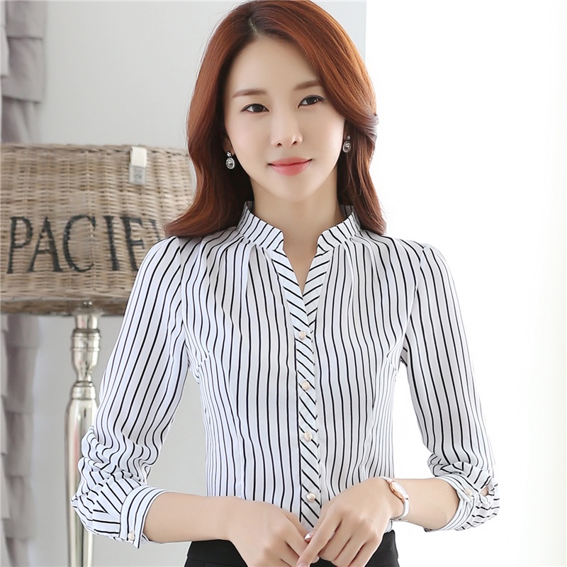 Áo sơ mi nữ công sở kẻ sọc đen trắng thời trang sm40