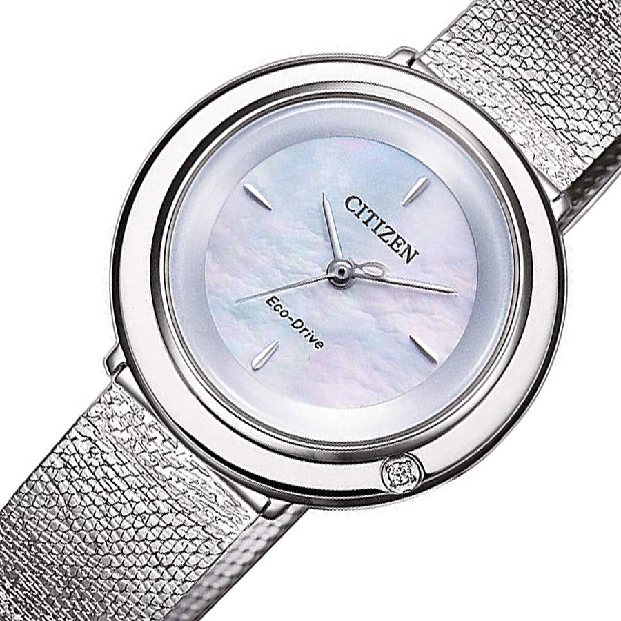 Đồng Hồ Nữ Citizen Đính Kim Cương Dây Thép Không Gỉ EM0640-82D - Mặt Xà Cừ (Sapphire)