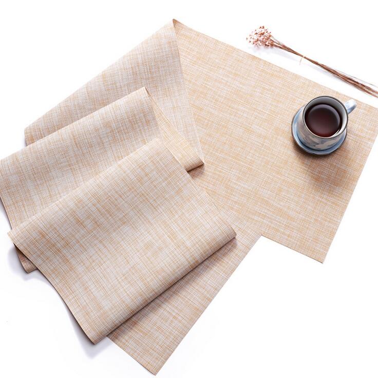 Long Size Japanese-style Solid Color Placemat PVC Woven Heat-insulating Table Runner Mat Waterproof Tableware Mats