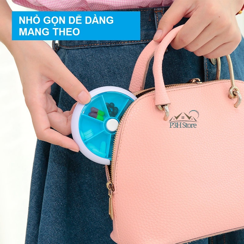 [FREESHIP] Hộp Đựng Thuốc 7 Ngăn Xoay 360 Độ.