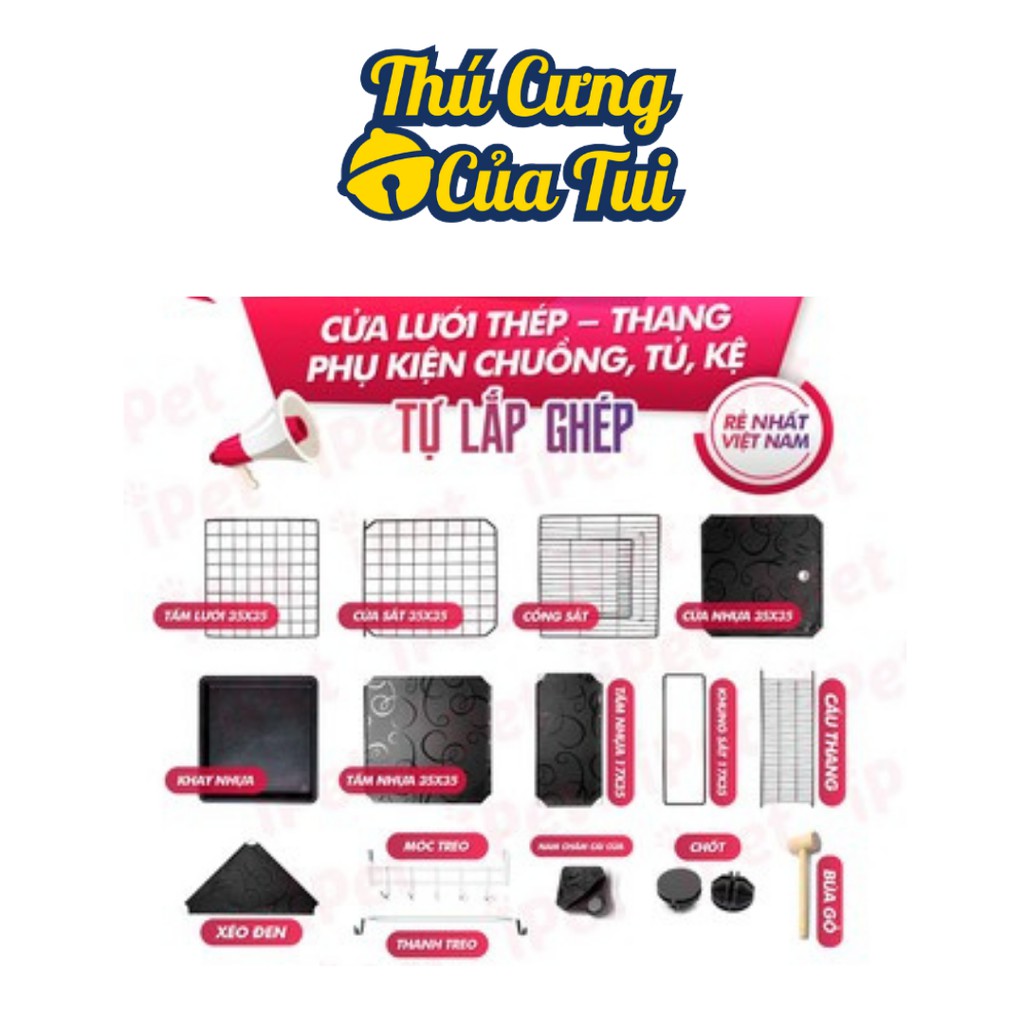 Tấm Lưới Sắt Đa Năng (Tặng Chốt) Lắp Ghép Chuồng Quây Chó Mèo, Kệ Sách, Tủ Quần Áo, Decor Phòng - Thú Cưng Của Tui