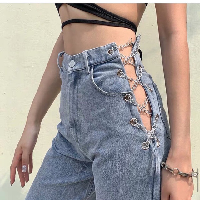 Quần đùi jeans thắt dây hack dáng 2 cúc mặc đi chơi,đi du lịch hè