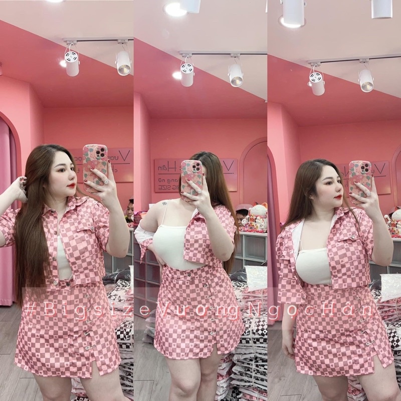 Set áo sơ mi croptop kèm chân váy
