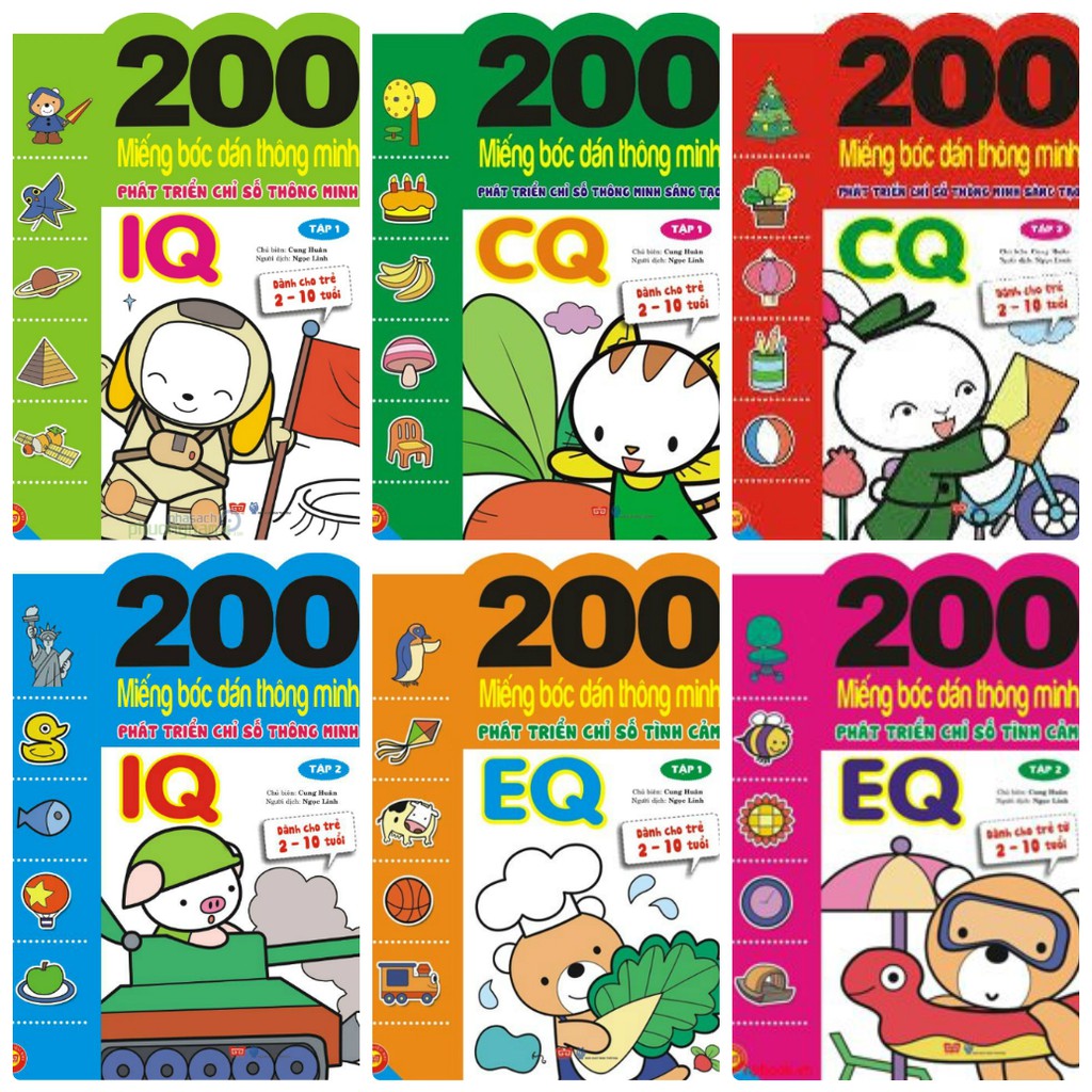Sách - 200 miếng bóc dán thông minh 2 - 10 tuổi ( Bộ 6 quyển )