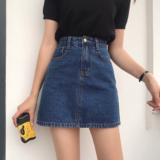 Chân váy jean cạp cao dáng chữ A - Hàng có sẵn - Hàng nhập khẩu | BigBuy360 - bigbuy360.vn